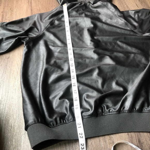 Faux Leather Hoodie Women’s Small Black Edgy Punk Futuristic Gamer Goth - Picture 6 of 9